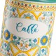 Montemaggi Barattolo Caffe' in Ceramica Con Tappo Ermetico Decoro Maioliche 10.5X10.5X17cm