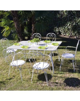 Set tavolo e sedie Desenzano in metallo bianco 4 posti