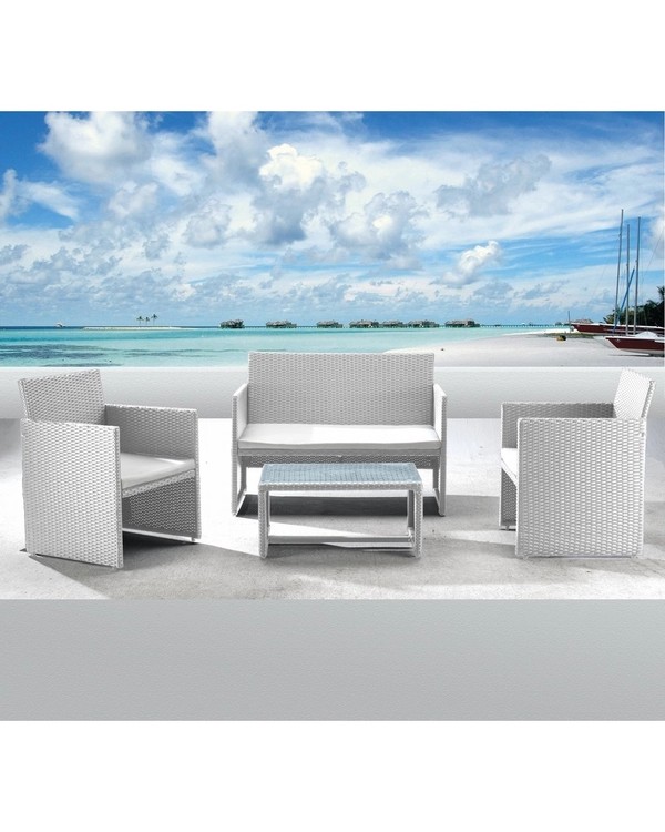 Set salotto da giardino bianco salottino da esterno divano 2 poltrone  Valencia - Lefada Home by Carrino Design S.R.L