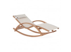 Sedia a dondolo "Noes" chaise longue, struttura in legno, con poggiatesta, seduta comoda