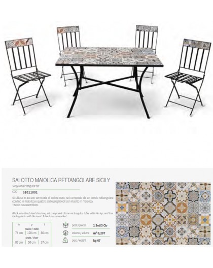 Set tavolo mosaico con 4 sedie da esterno pieghevoli in ferro salottino  giardino - Lefada Home by Carrino Design S.R.L