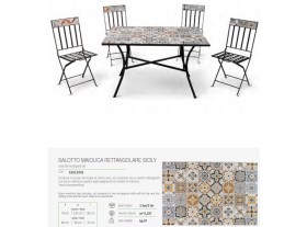Set tavolo mosaico con 4 sedie da esterno pieghevoli in ferro salottino giardino